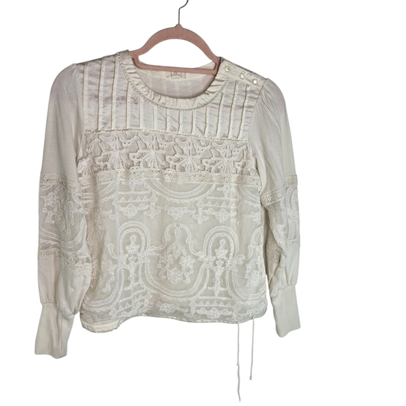 Anthropologie Tiny Romantic Ivory Victorian Style Blouse - Picture 6 of 12
